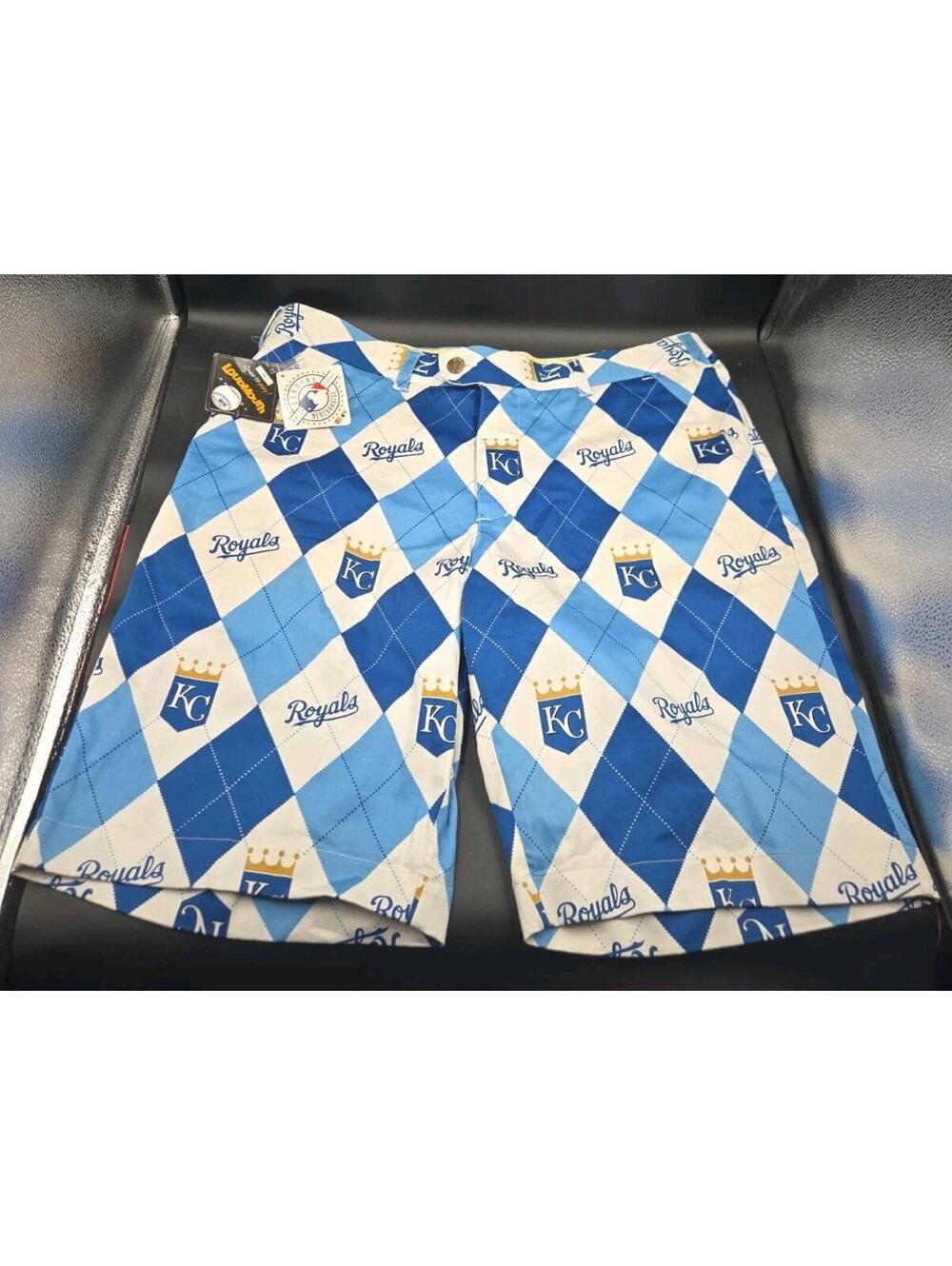 Loudmouth Golf Shorts KANSAS CITY ROYALS MLB NWT Argyle Mens Size 34 New NWT